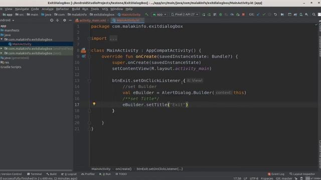 Kotlin Alert dialog on back press Exit in Display Alert on Back button Pressed in Android Studio. смотреть онлайн