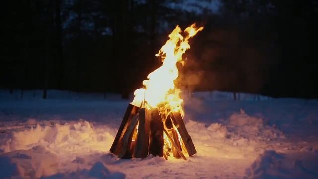 Костер на снегу . /Треск дров / Звуки огня для снятия стресса, расслабления. смотреть онлайн