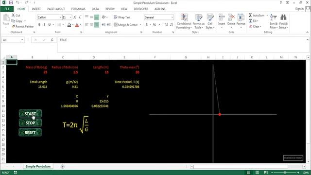Simple Pendulum Simulation (Excel 2013) смотреть онлайн