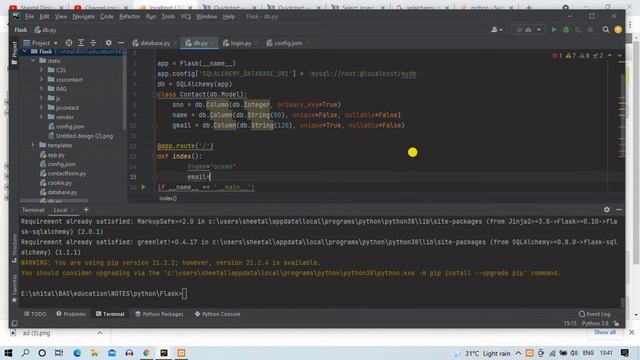 How to Use Database With SQLAlchemy Falsk [Hindi] | Tutorial#16 #coder #codewithsheetal смотреть онлайн