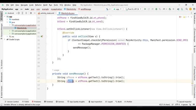 Send Message in Android Studio with Java смотреть онлайн