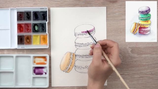 Как нарисовать пироженое макарон. Урок рисования для начинающих. смотреть онлайн