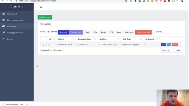Demo: Laravel Contract Management Mini-System with QuickAdminPanel смотреть онлайн