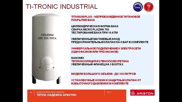 Водонагреватель Ariston Ti Tronic 500 STI смотреть онлайн