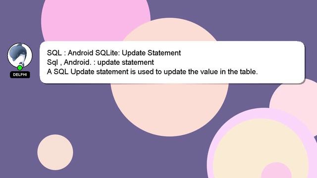 SQL : Android SQLite: Update Statement смотреть онлайн