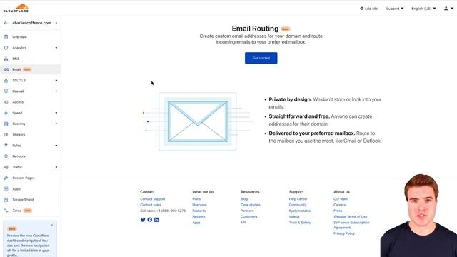 Setup Email Routing with Cloudflare route custom email addresses to your personal email account