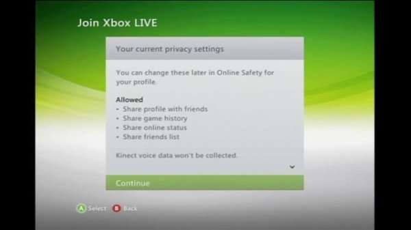 Setup Xbox Live Account