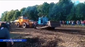 Кировец перетягивает разные трактора. Тракторные соревнования в Германии.