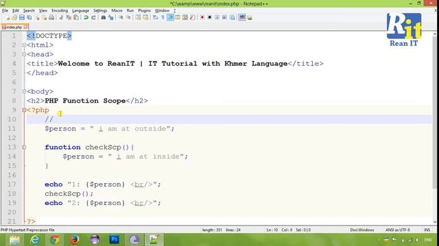 Lesson 6 part 3: PHP function & variable scope смотреть онлайн