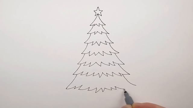 Как Нарисовать Новогоднюю Елку поэтапно для детей | Как рисовать елочку легко и просто смотреть онлайн