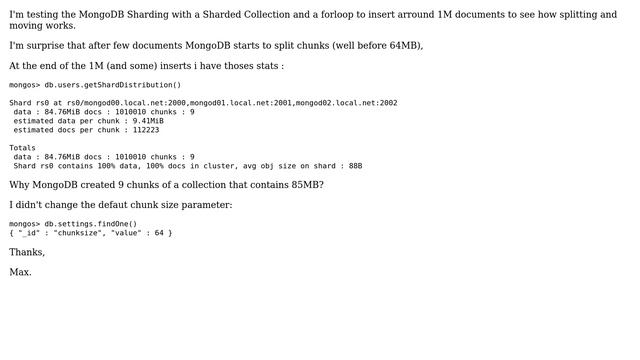 Databases: Why MongoDB starts to split before 64MB? смотреть онлайн