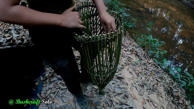 Bushcraft Skill - Build Survival Fish Trap - Solo Overnight Winter Camping смотреть онлайн