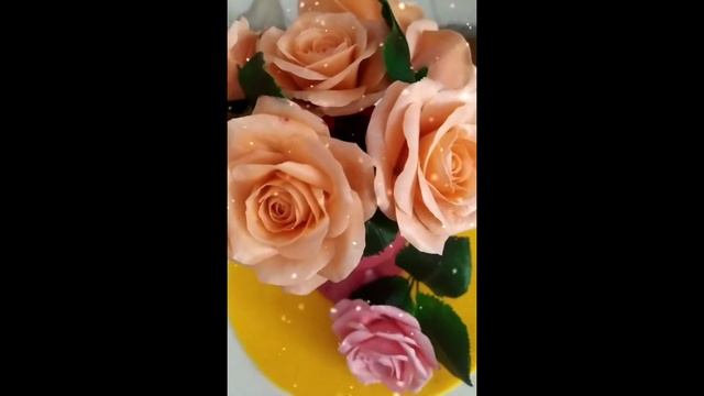Персиковые розы, полимерная глина. смотреть онлайн