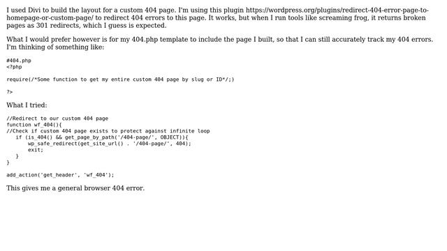 Wordpress: Dynamic 404 page content while still keeping 404 status code? смотреть онлайн