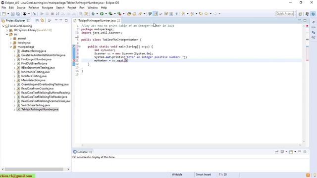 Day20: How to print Table of an integer number in Java смотреть онлайн