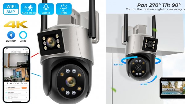 📹PTZ IP камера видеонаблюдения с двумя независимыми объективами Anbiux P8Q 8MP #cctvcamera