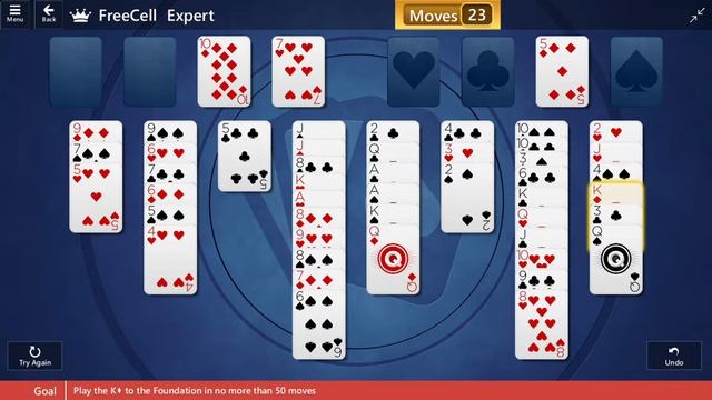 Star Club | FreeCell | Expert II - Clear the K♦ from the board in no more than 50 moves смотреть онлайн