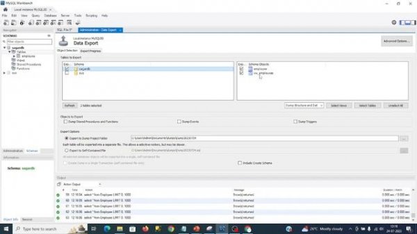 How to export data in MySQL workbench?