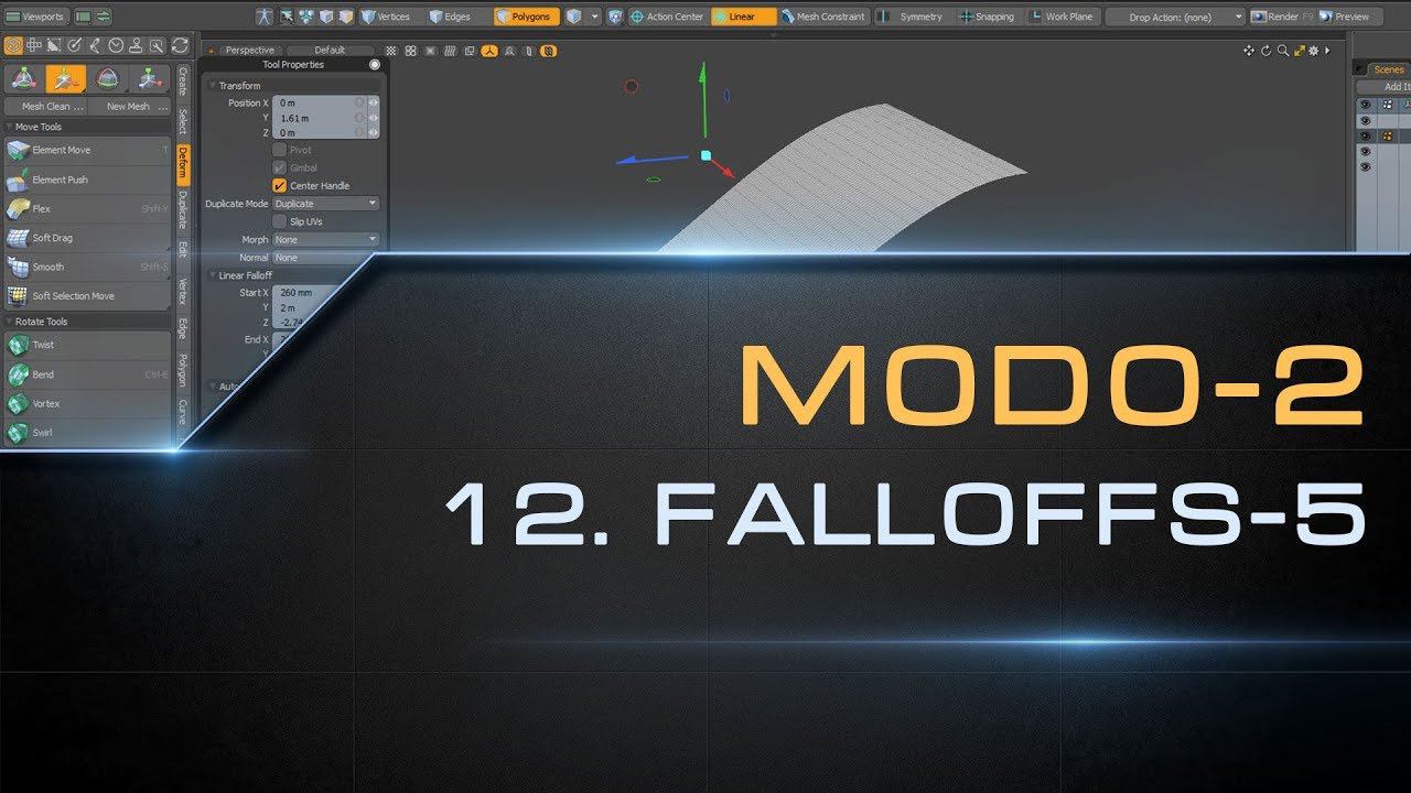 12. Soft Selection, Selection, Coplanar Falloffs в Modo | Курс моделирования MODO-2