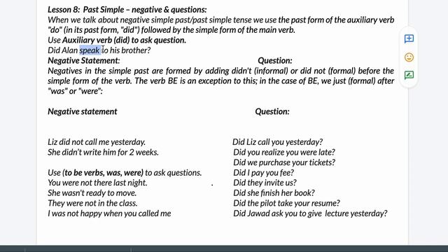 HOW TO MAKE A NEGATIVE SIMPLE PAST TENSE SENTENCE AND SIMPLE PAST TENSE QUESTION? PART 2 смотреть онлайн