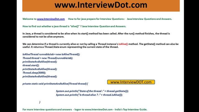 how to find out whether a java thread is alive or not interview question and answer смотреть онлайн