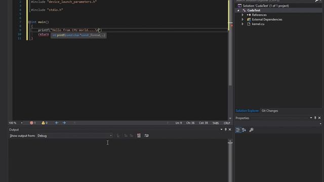 Hello World CUDA C/C++ in Visual Studio смотреть онлайн