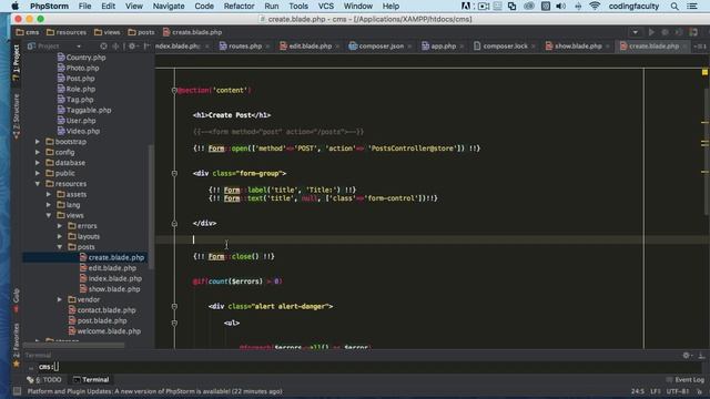 snippets code using php storm || form package and validation in laravel part 8 смотреть онлайн