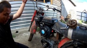 Минск с двигателем от мотоблока.Моторная передача.Как себя чувствует мот после месяца покатушек.