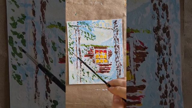 Зима вернулась! Рисуем гуашью вместе. Зимний пейзаж. смотреть онлайн