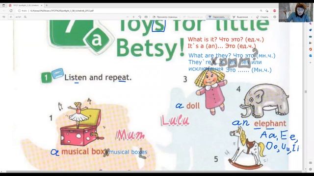 ГДЗ Spotlight 3 класс английский стр. 58 упр. 1, 2. Toys for little Betsy смотреть онлайн