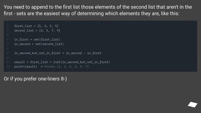 Combining two lists and removing duplicates, without removing duplicates in original list смотреть онлайн