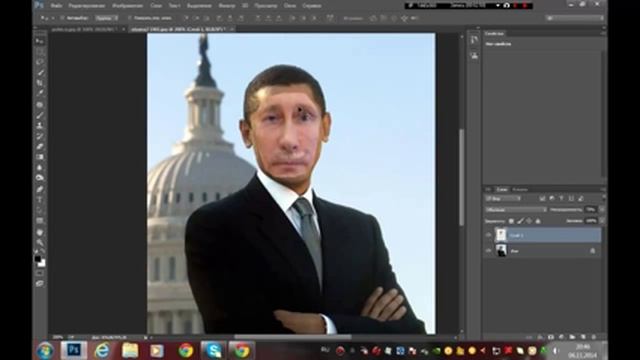 Adobe Photoshop CC 2014. Уроки фотошопа. #1 Как вырезать лицо и вставить на другой слой? смотреть онлайн