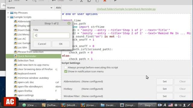 Script for AutoKey (FREE) - Quick Reminder on Linux Mint Cinnamon смотреть онлайн