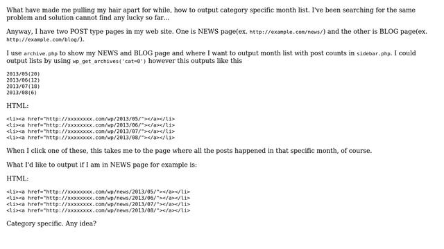 Wordpress: Category specific months list in sidebar.php смотреть онлайн