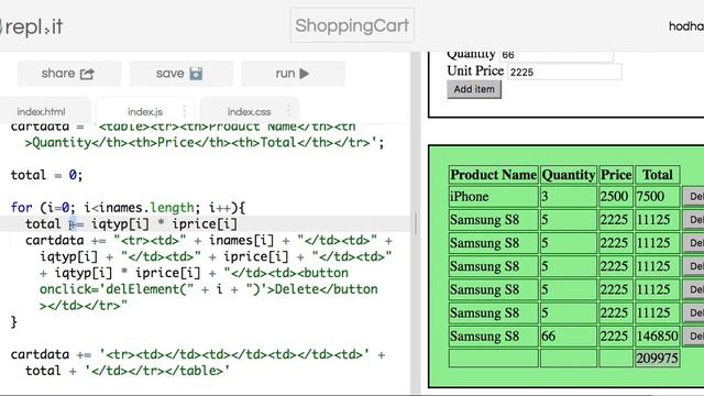Shopping Cart in JavaScript смотреть онлайн