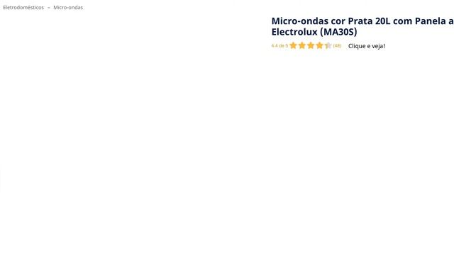 Micro ondas cor Prata 20L com Panela a Vapor Electrolux MA30S смотреть онлайн