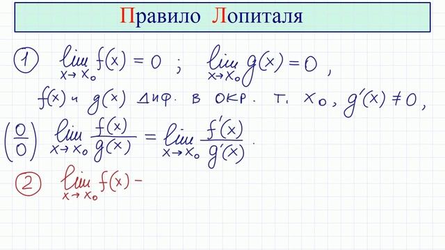 Правило Лопиталя смотреть онлайн