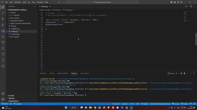 Python Tutorial 2.1.1 - Using the String Method "Join" смотреть онлайн
