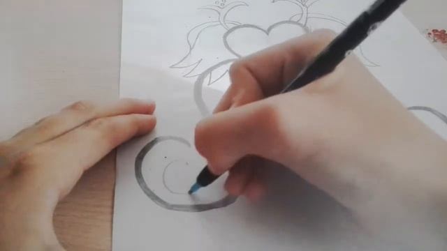 Рисую чёрно белое сердечко.Этапы рисования смотреть онлайн