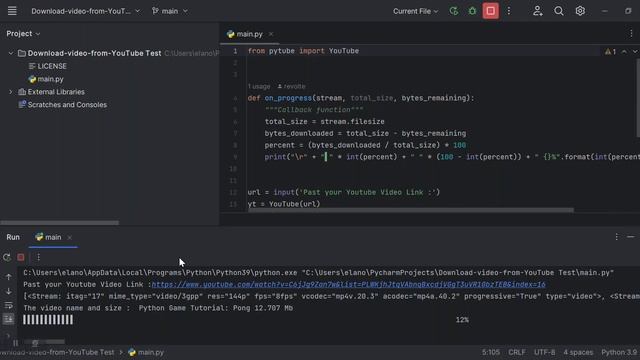 Download video from YouTube using python with progress bar (CLI) смотреть онлайн