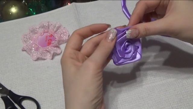 Как сделать розу из лент. Красивый ободок. смотреть онлайн