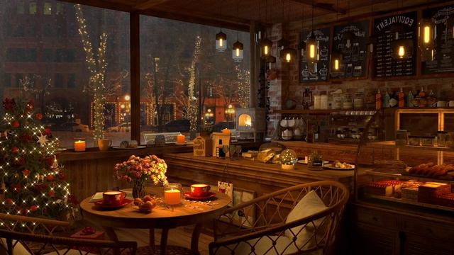 Winter Vibes At Cozy Coffee Shop 4K -  Jazz Instrumental Music For Studying.