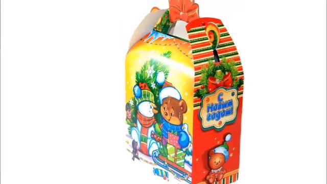 Сладкий новогодний подарок весом 800 грамм в картонной упаковке смотреть онлайн