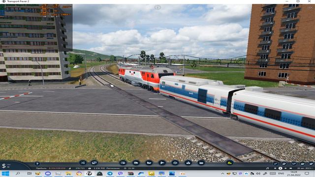 Transport Fever 2: Тепловоз T669 с грузовым поездом и электровоз ЭП2К со скоростным поездом Стриж
