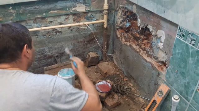 Часть 1 душевой поддон . Частичный Ремонт ваны после замены стояка АДСКИЙ РЕМонтТ смотреть онлайн