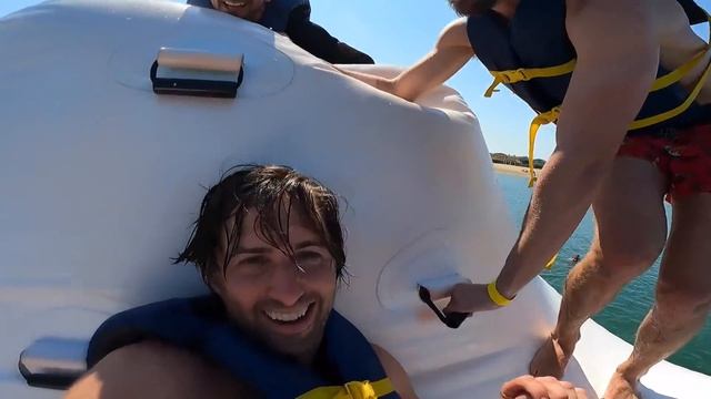 Best Trick At Inflatable Water Park Wins! смотреть онлайн