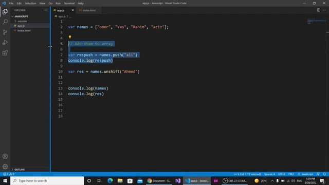 Array Methods(Push, Pop, Shift, Includes, Unshift) : Javascript تعلم смотреть онлайн
