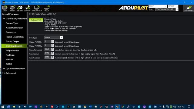 ArduCopter ESC Calibration