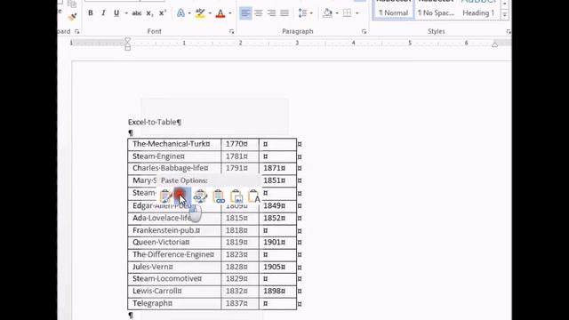 Excel to Word Table смотреть онлайн