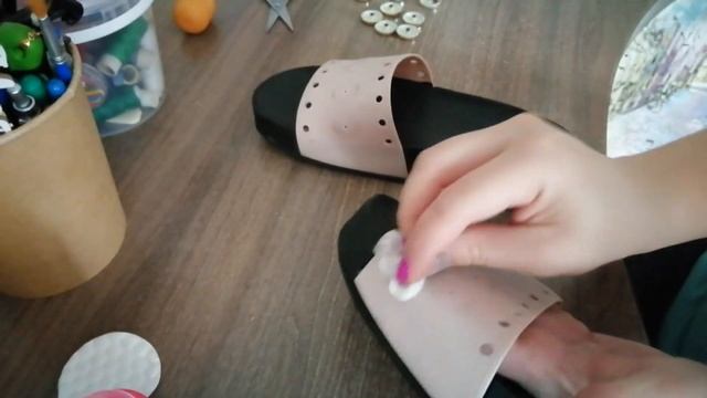 DIY: декор тапок образцами ткани Апгрейд шлёпок